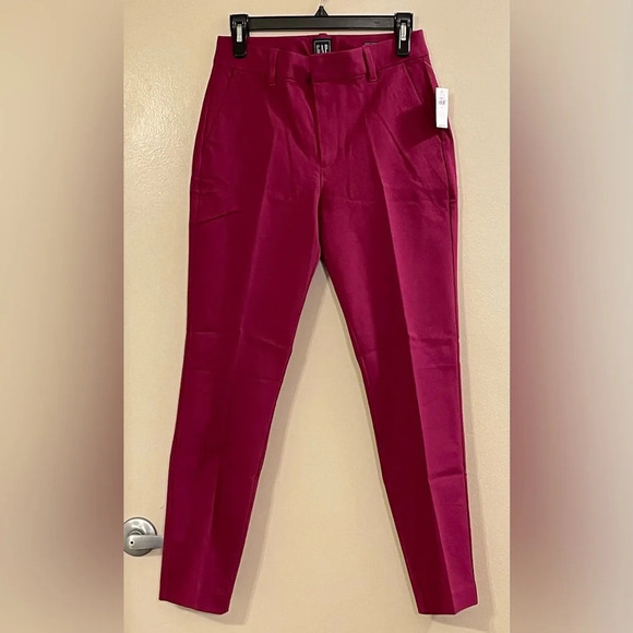 GAP High Rise Slim‎ Ankle Pant Khakis in Purple Mulberry - Picture 2 of 7